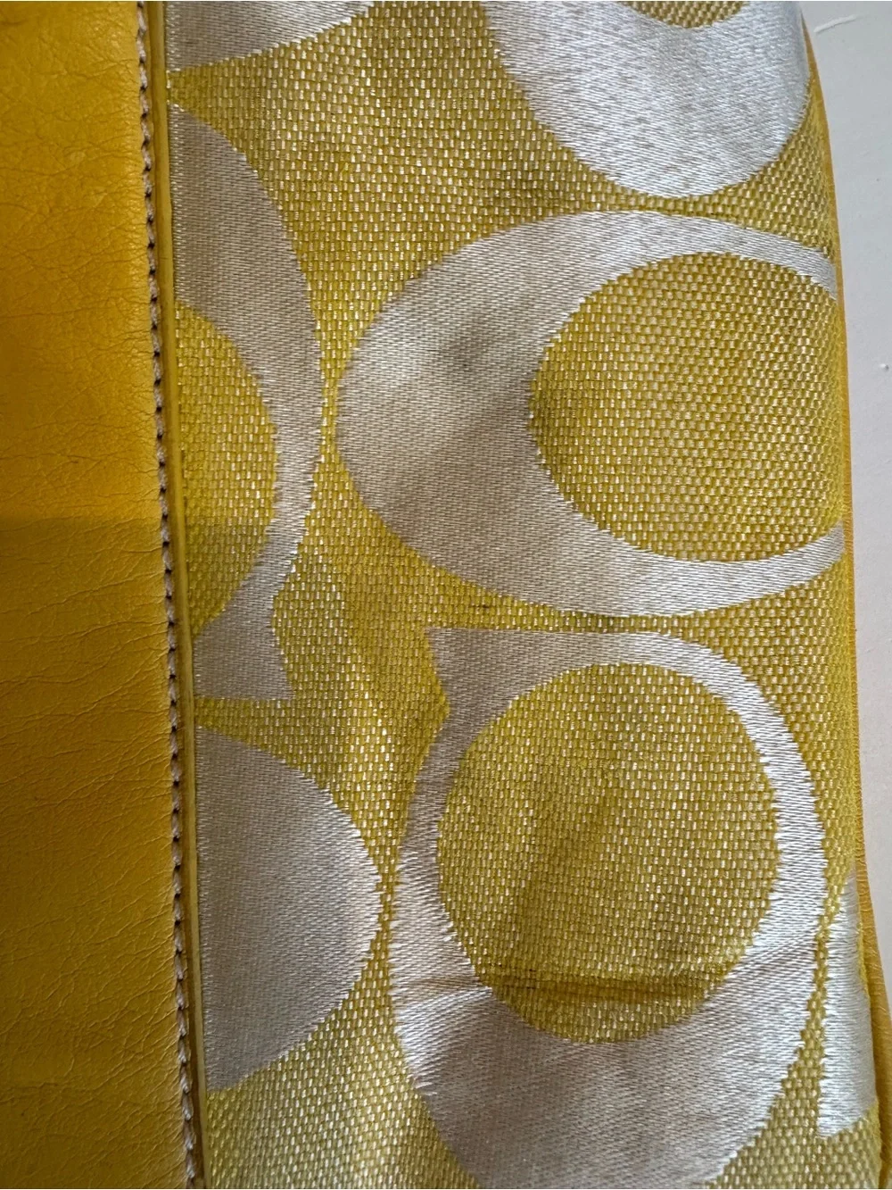 Coach Yellow Signature-Pattern Crossbody Bag with Canvas Strap